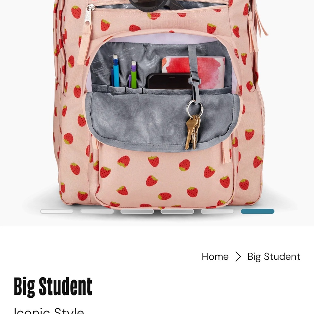 JanSport XL Backpack in Pink with Strawberry ๐ Shower Design - Picture 13 of 13